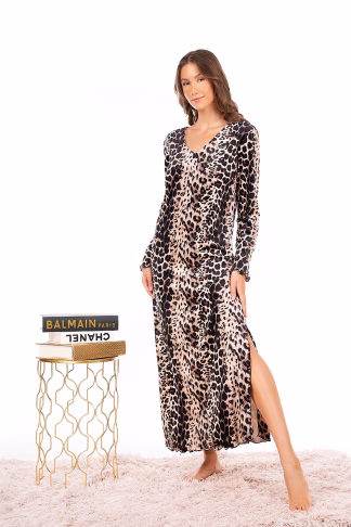 Mara-M Βελούδο Καφτάνι Λεοπάρ 4449-24
