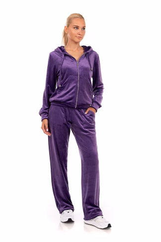 Mara-M Βελούδινη Φόρμα Μωβ με Κουκούλα 4498-28