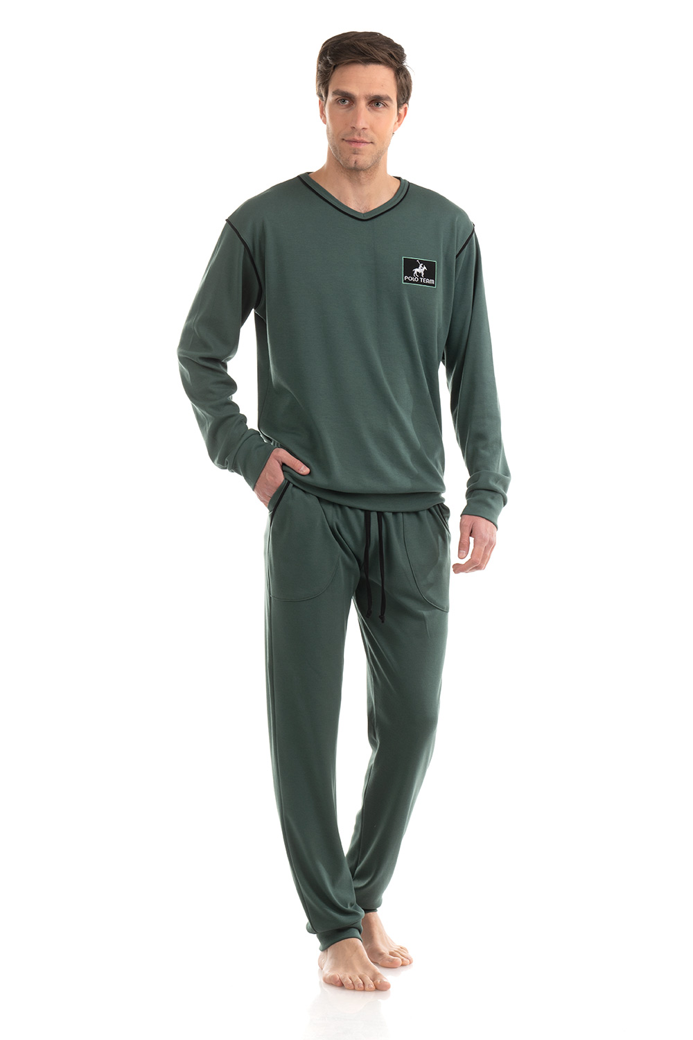 Mara-M Βαμβακερή Πιτζάμα με V Λαιμόκοψη Πράσινη 4516-19 Mara-M Βαμβακερή Πιτζάμα με V Λαιμόκοψη Πράσινη 4516-19