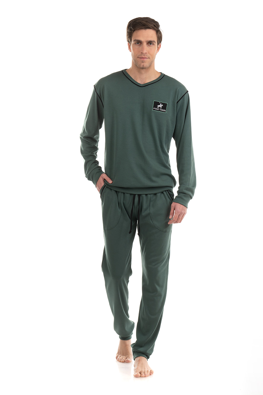 Mara-M Βαμβακερή Πιτζάμα με V Λαιμόκοψη Πράσινη 4516-19 Mara-M Βαμβακερή Πιτζάμα με V Λαιμόκοψη Πράσινη 4516-19