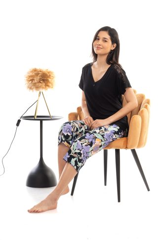 Πυτζάμα Βισκόζ με Κοντά Μανίκια και Δαντέλα 5523-18