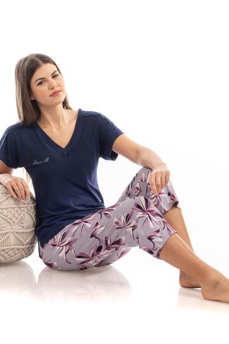 Πυτζάμα Βισκόζ με Κοντά Μανίκια και Κάπρι Παντελόνι 5531-18