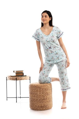 Πυτζάμα Βαμβακερή με κοντά Μανίκια και Πατιλέτα 5540-18