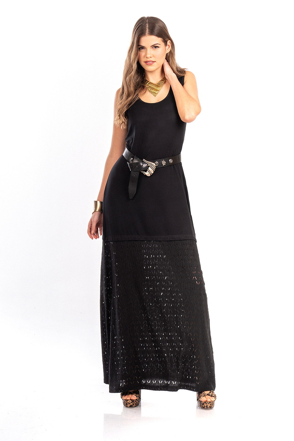 Φόρεμα Μακρύ Βισκόζ με Δαντέλα 5549-20 Φόρεμα Μακρύ Βισκόζ με Δαντέλα 5549-20