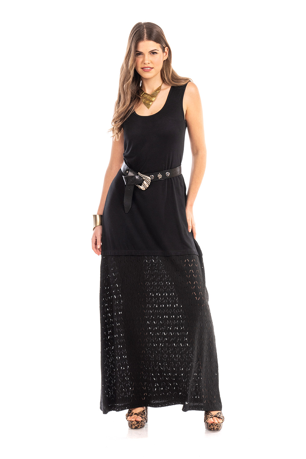 Φόρεμα Μακρύ Βισκόζ με Δαντέλα 5549-20 Φόρεμα Μακρύ Βισκόζ με Δαντέλα 5549-20