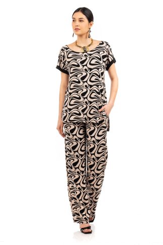 Σετ Βισκόζ Εμπριμέ με Κοντά Μανίκια 5554-20