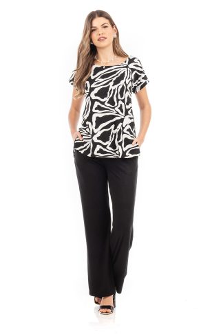 Σετ Βισκόζ με Στρογγυλή λαιμόκοψη και Κοντά Μανίκια 5555-20