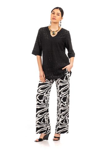 Σετ Βισκόζ με Μονόχρωμη Διάτριτη Μπλούζα 5556-20