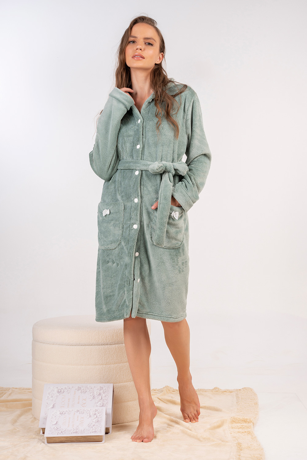 Mara-M Ρόμπα Fleece Κουμπωτή Φυστικί 1077Α Mara-M Ρόμπα Fleece Κουμπωτή Φυστικί 1077Α
